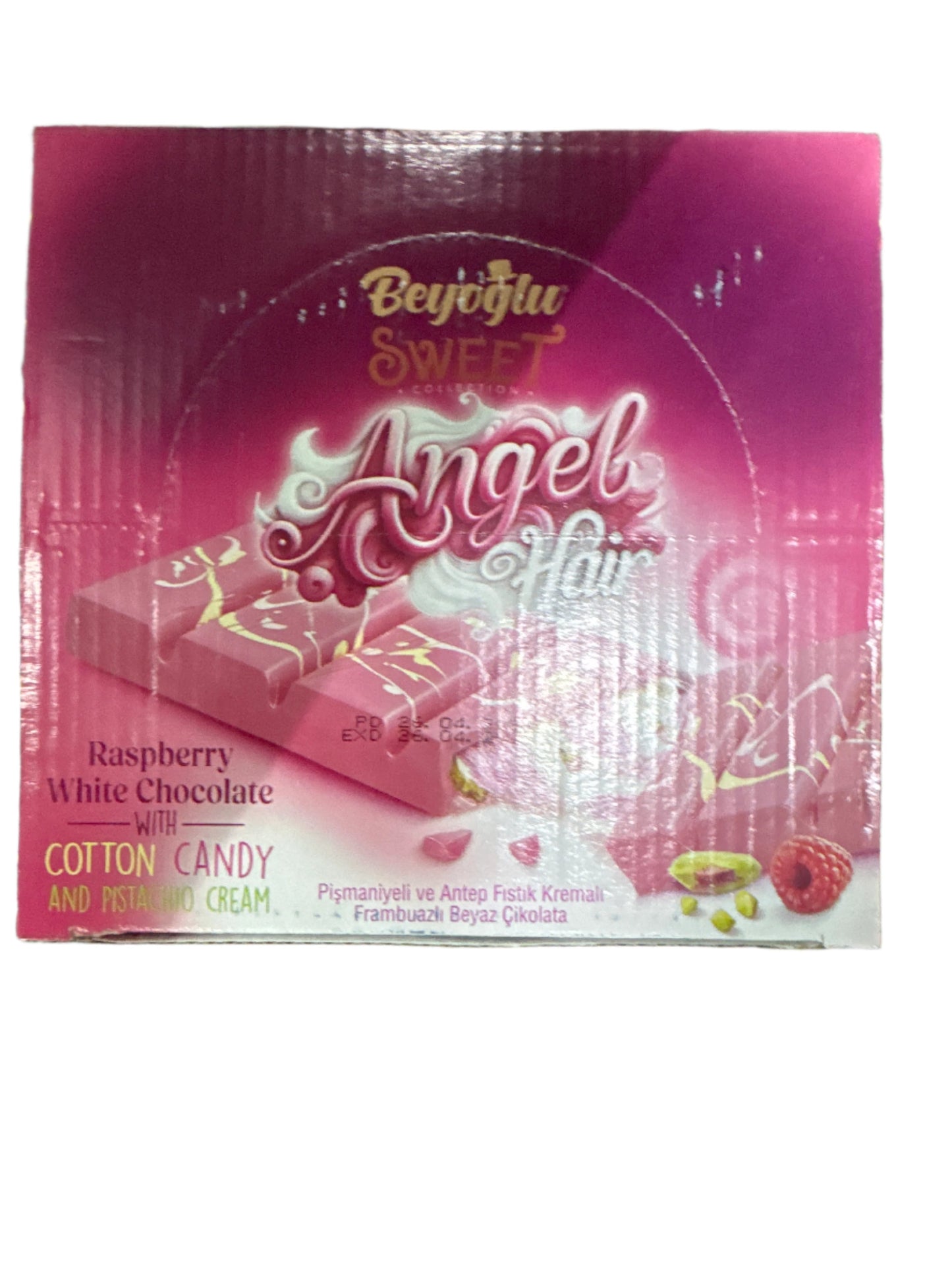 Dubaco Angel Hair raspberry white Chocolate / cotton candy pistachio cream