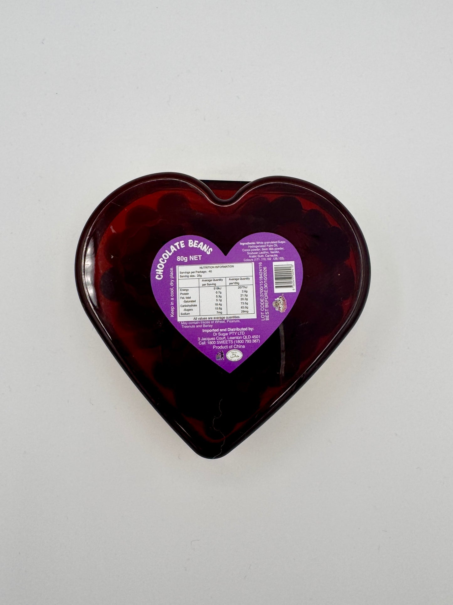 80g CHOCOLATE BEANS BUTTON-HEART