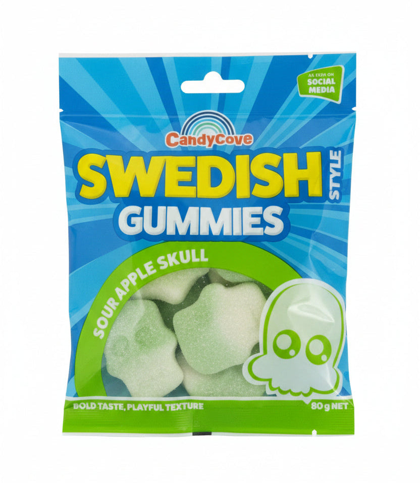CandyCove Swedish Gummies Sour Apple Skull 80g