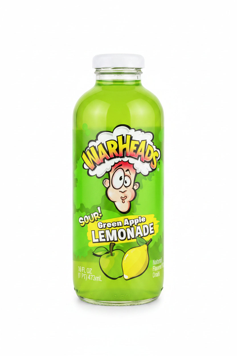 Warheads Green Apple Sour Lemonade Glass Bottle 473ml