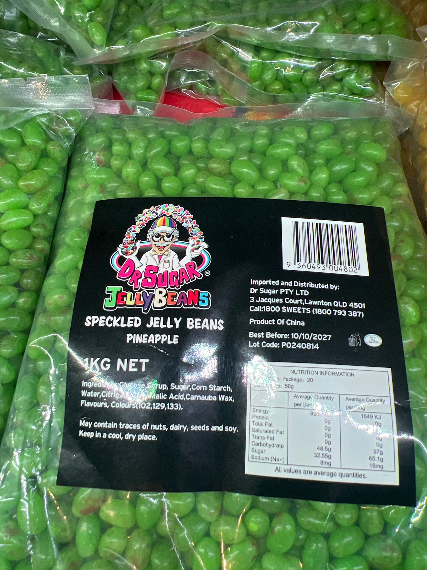 Dr Sugar - Speckled Jelly Beans Green - Pineapple Flavoured 1kg