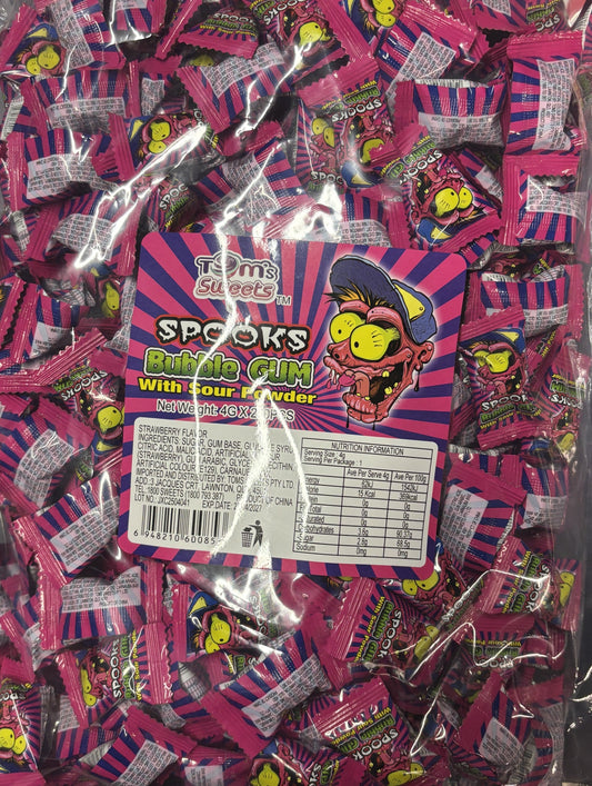 Spooks Strawberry Bubble Gum with sour powder 1kg