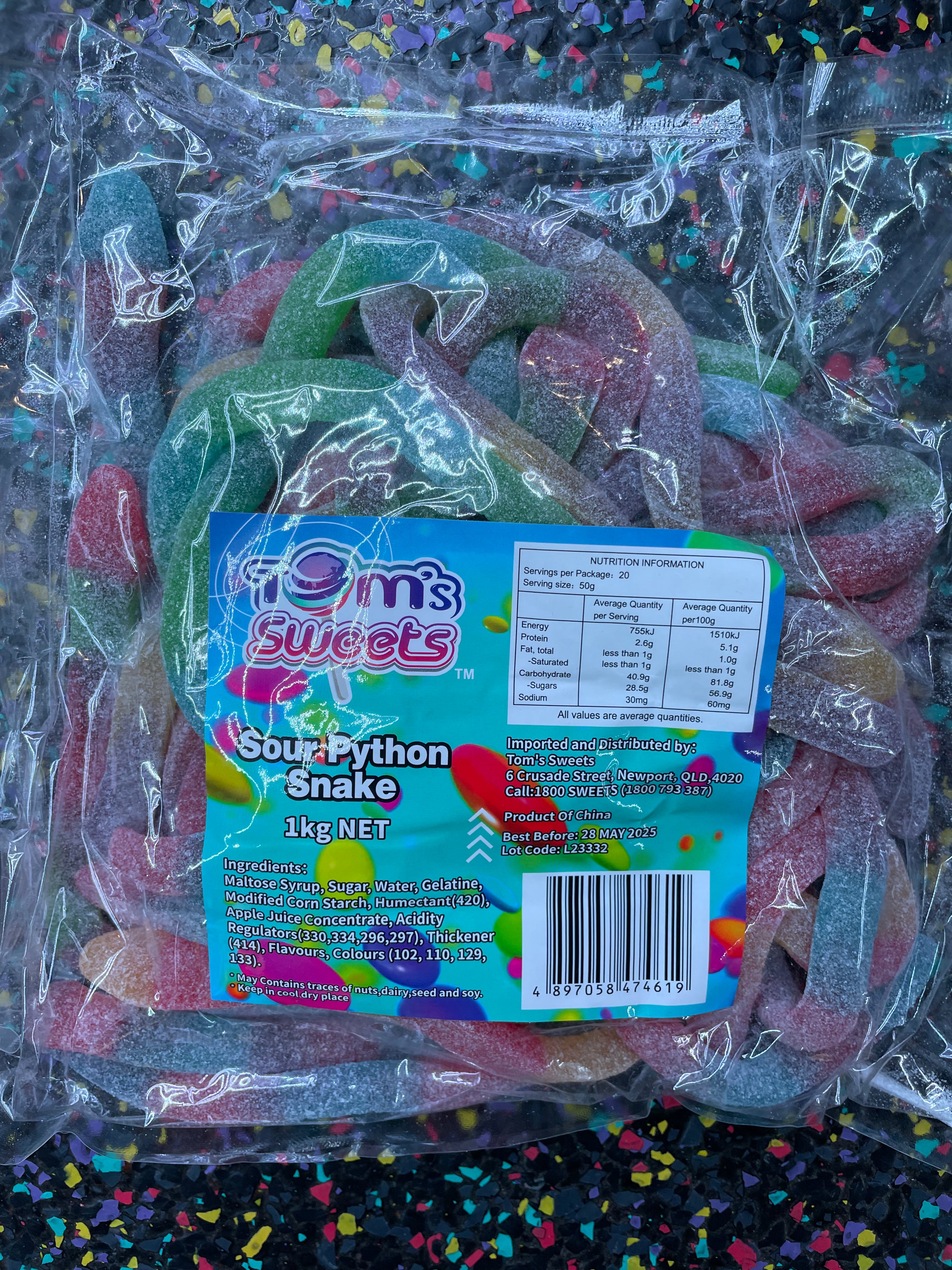 Crazy Python Sweets Tom’s sweets - Sour Python Snakes 1kg – Tom's Confectionery Warehouse