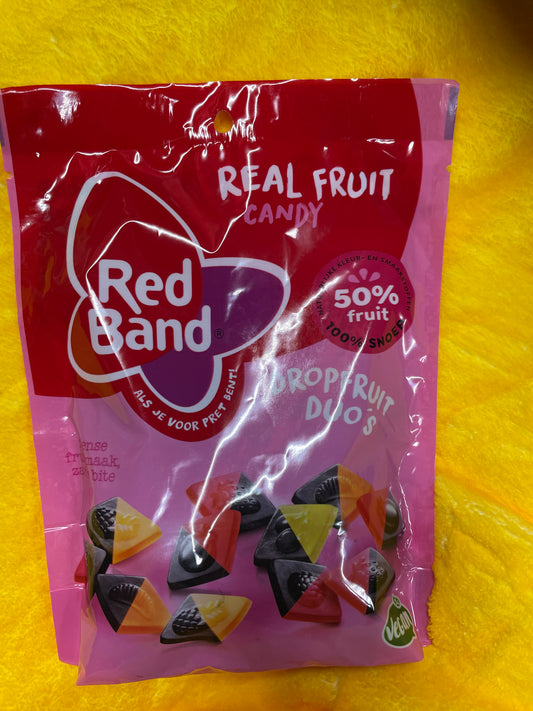 Red Band - Real Fruit Drop Fruit Duo's (Licorice and Fruit Sweets) 190g
