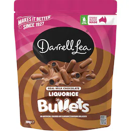 Darrell Lea Milk Chocolate Liquorice Bullets