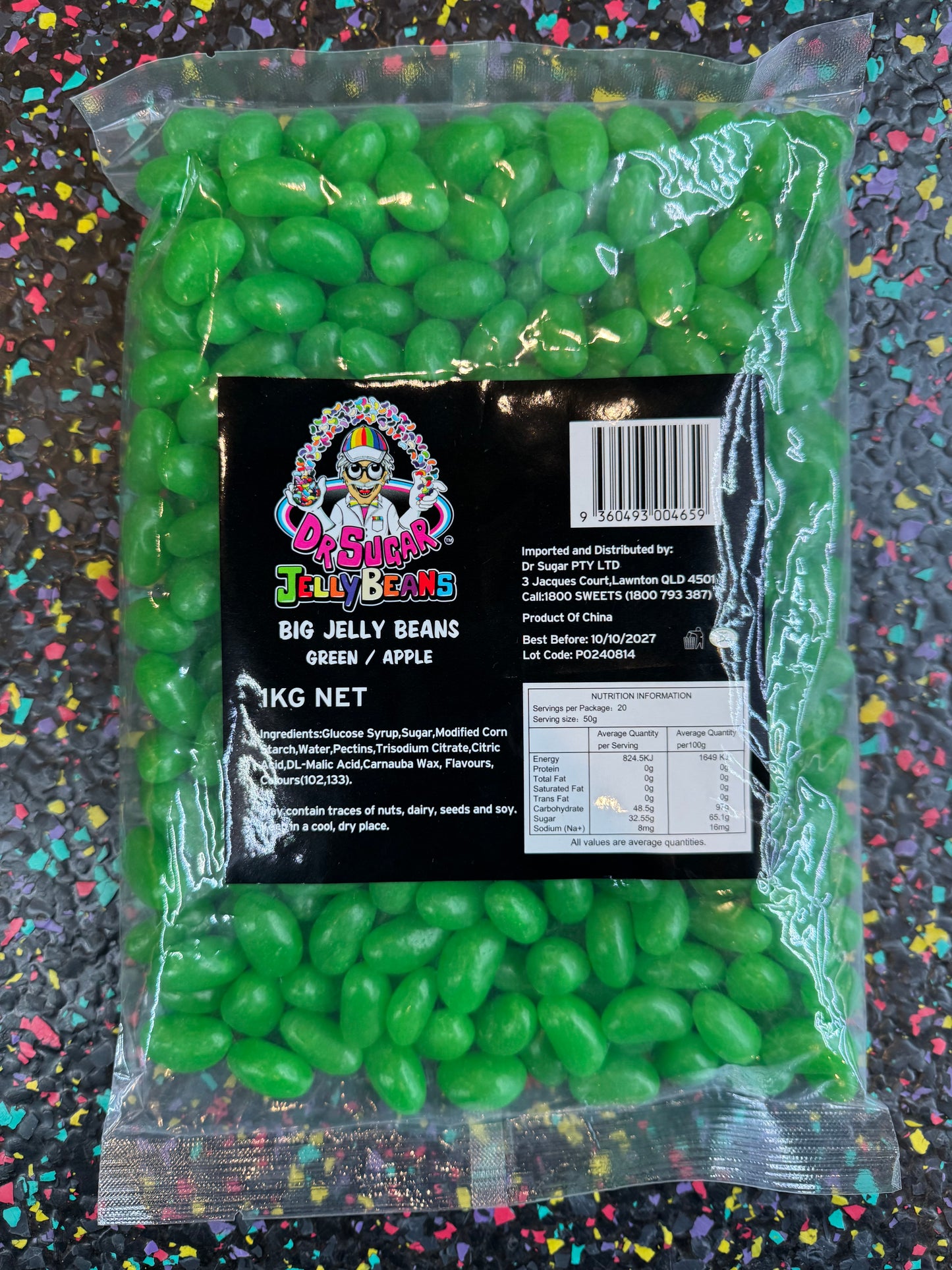 Dr Sugar Big Jelly Beans Green - Apple flavour 1kg