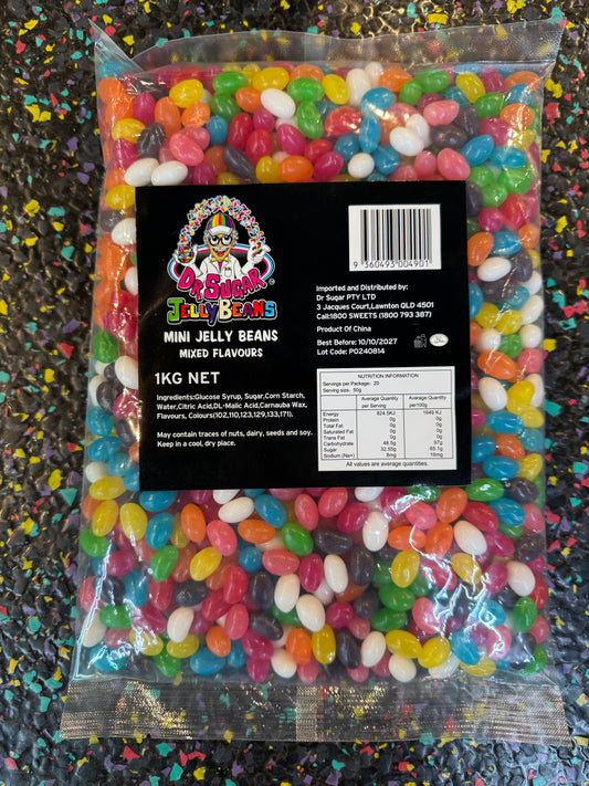 Dr Sugar - Assorted Eight Colours Mini Jelly Beans - Mixed Flavours 1kg