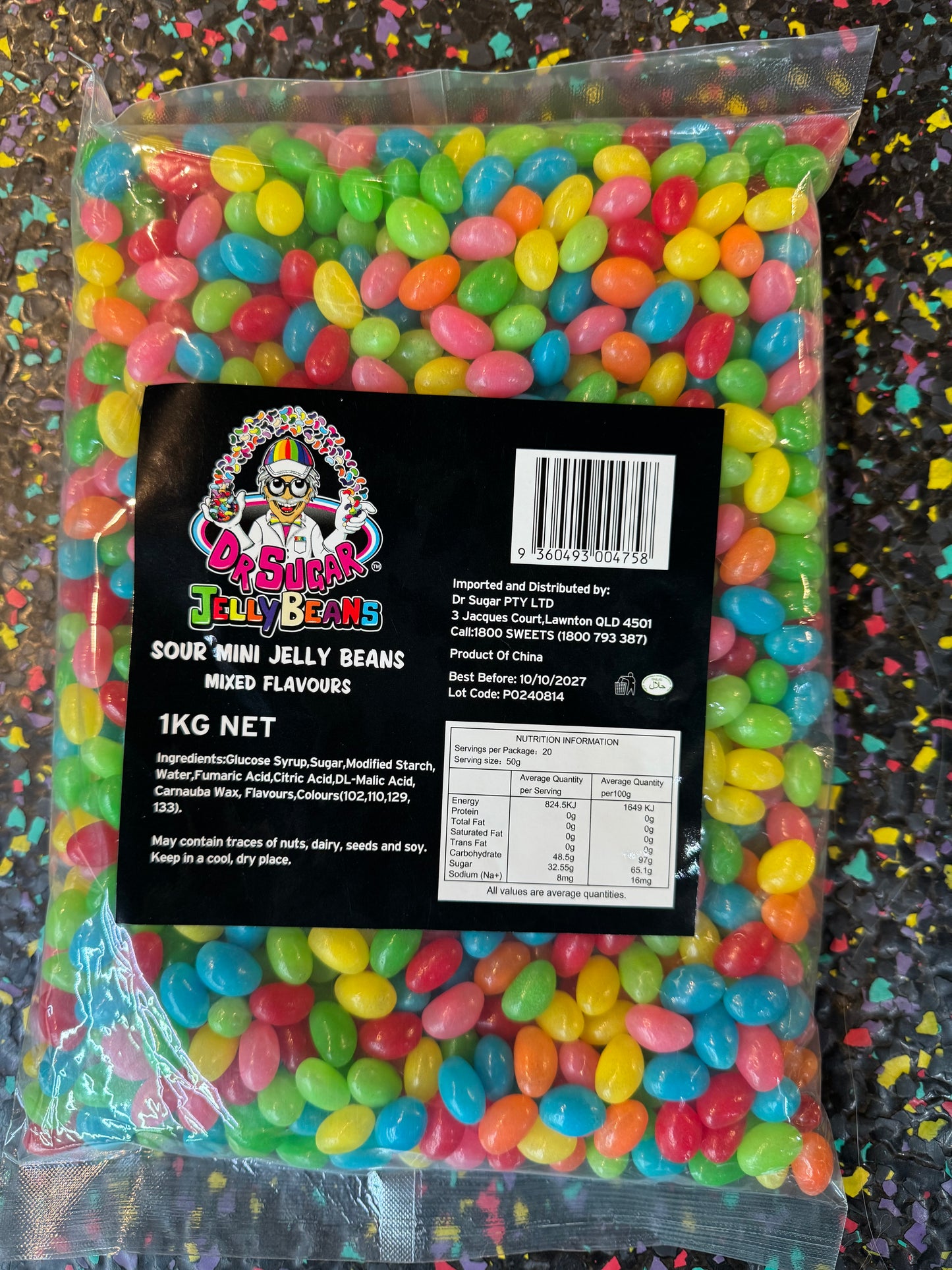 Dr Sugar - Seven Colours Mixed Flavours Sour Mini Jelly Beans 1kg