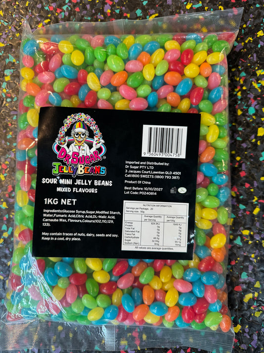 Dr Sugar - Seven Colours Mixed Flavours Sour Mini Jelly Beans 1kg