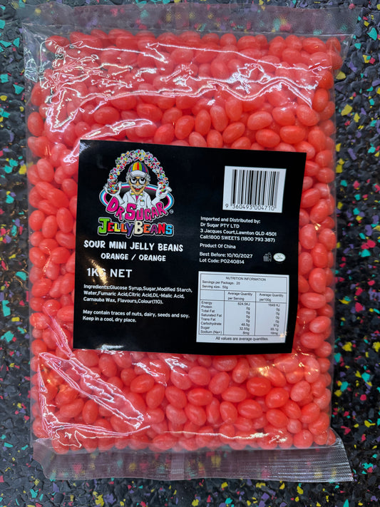 Dr Sugar - Sour Mini Jelly Beans Orange - Orange Flavoured 1kg