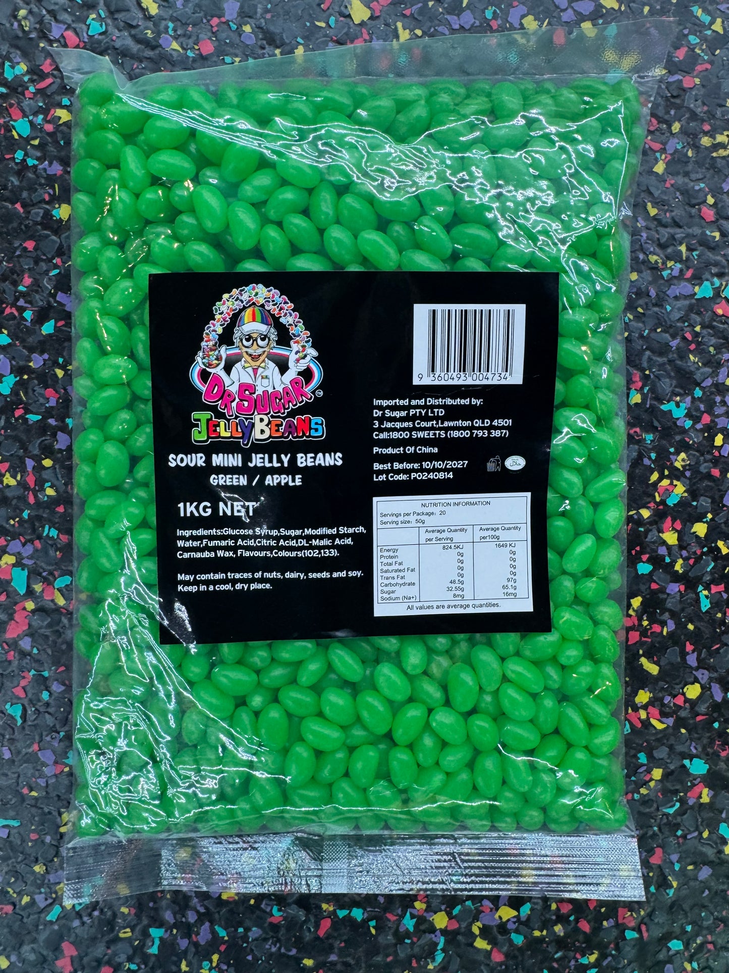 Dr Sugar - Sour Mini Jelly Beans Green - Apple Flavoured 1kg