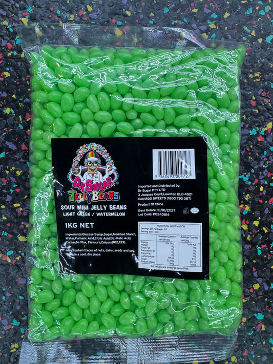 Dr Sugar - Sour Mini Jelly Beans Light Green - Watermelon Flavoured 1kg