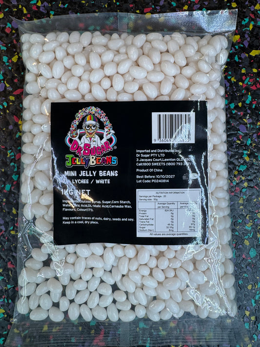Dr Sugar - Mini Jelly Beans White - Lychee Flavoured 1kg