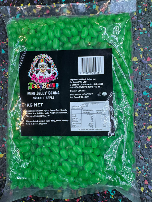 Dr Sugar - Mini Jelly Beans Green - Apple Flavoured 1kg