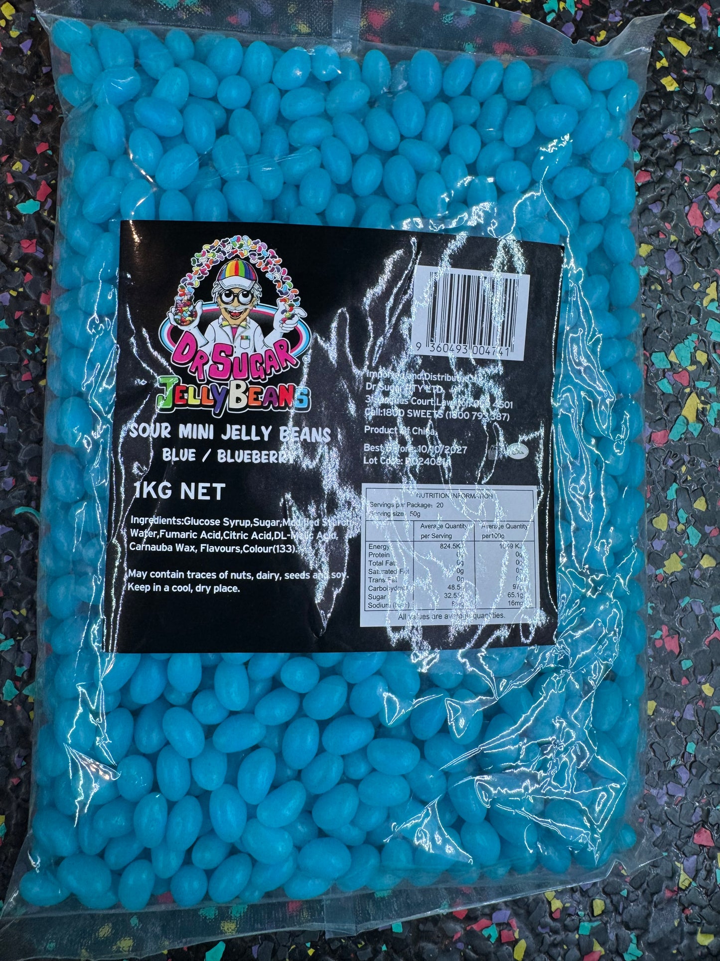 Dr Sugar - Sour Mini Jelly Beans Blue - Blueberry Flavoured 1kg