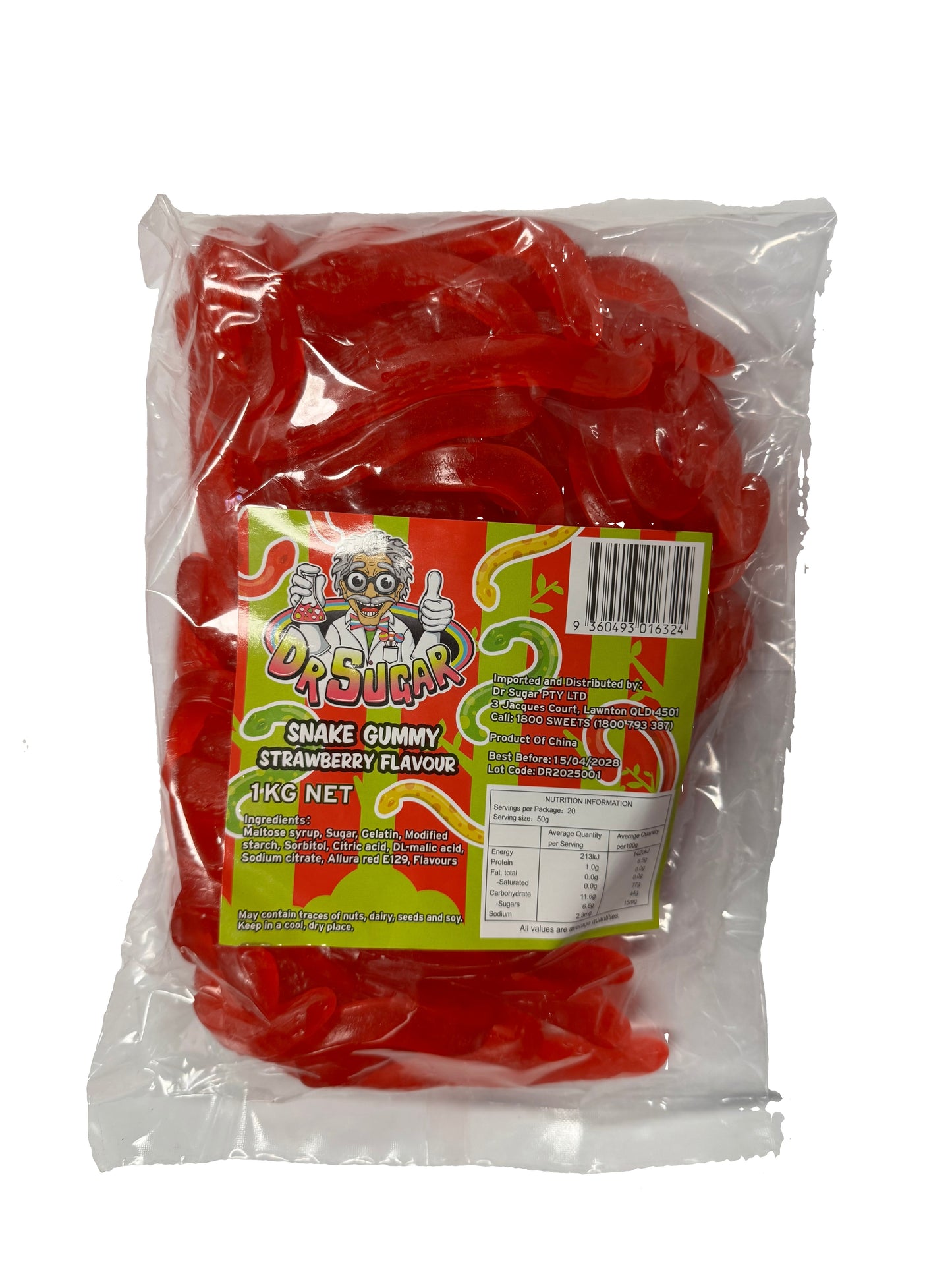 Dr. Sugar Strawberry Snake Gummy 1kg