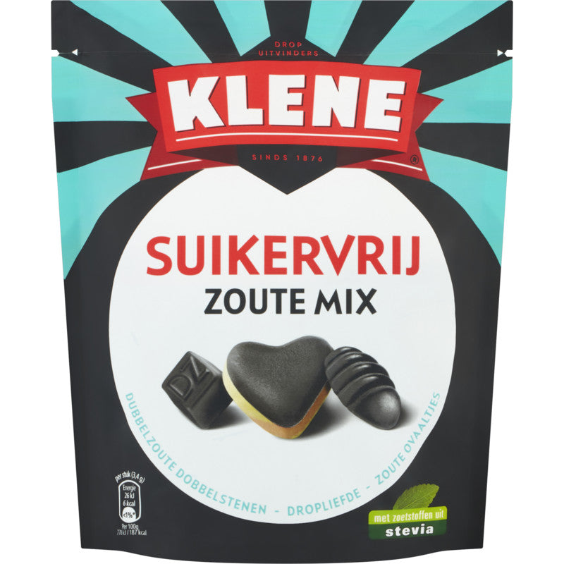 Klene - Dropmix Zout Suikervrij (Licorice Salt Assorted Sugarfree) 175g