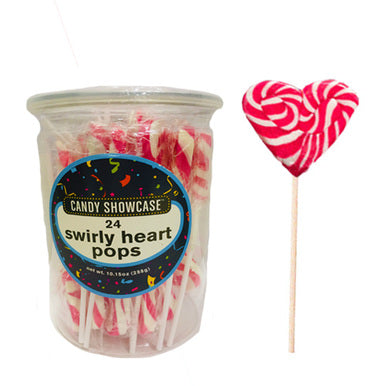 Candy Showcase Pink Swirly Heart Pops 24pcs