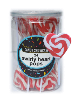 Candy Showcase Red Swirly Heart Pops 24pcs