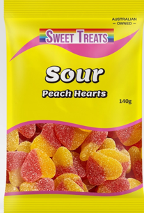 Sweet Treats Sour Peach Hearts 140g