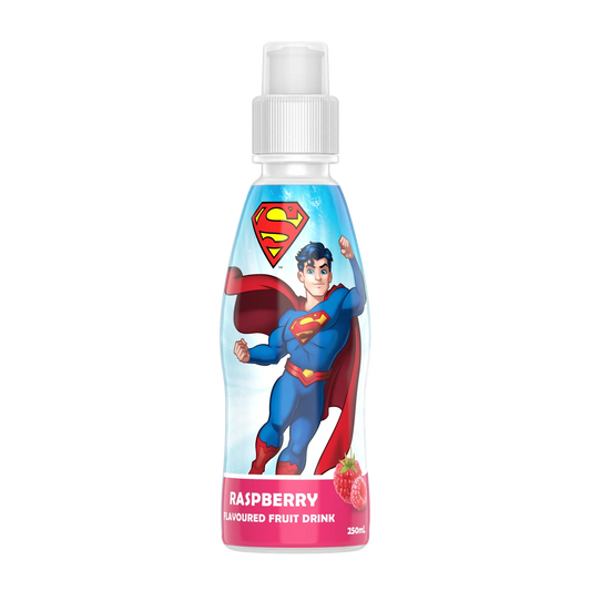 Fruity Burst  Superman Raspberry 250ml - Tom's Confectionery Warehouse