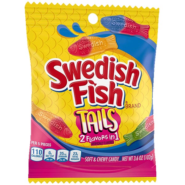 US Swedish Fish Assorted Bog Tails Peg 102g