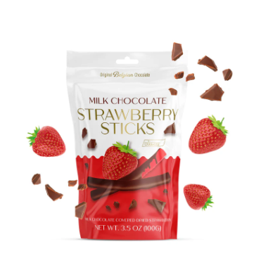 BeeMax Milk Chocolate Strawberry Sticks 100g