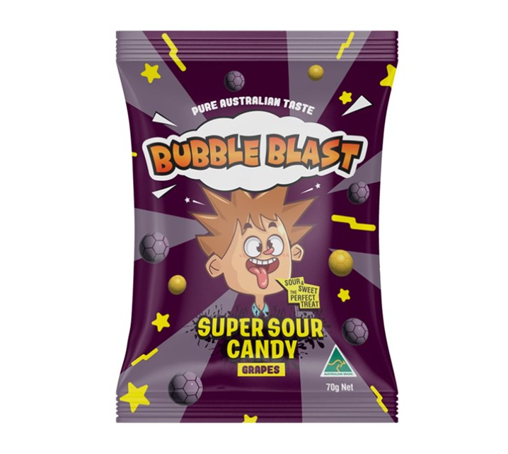Bubble Blast Super Sour Candy Grapes 70g