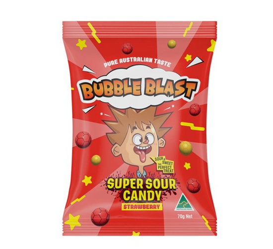 Bubble Blast Super Sour Candy Strawberry 70g – Tom's Confectionery ...