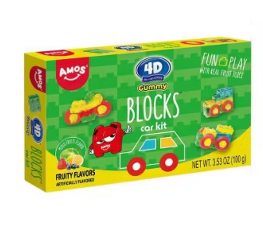 Amos 4D Gummy Blocks Car Kits Theatre 100g