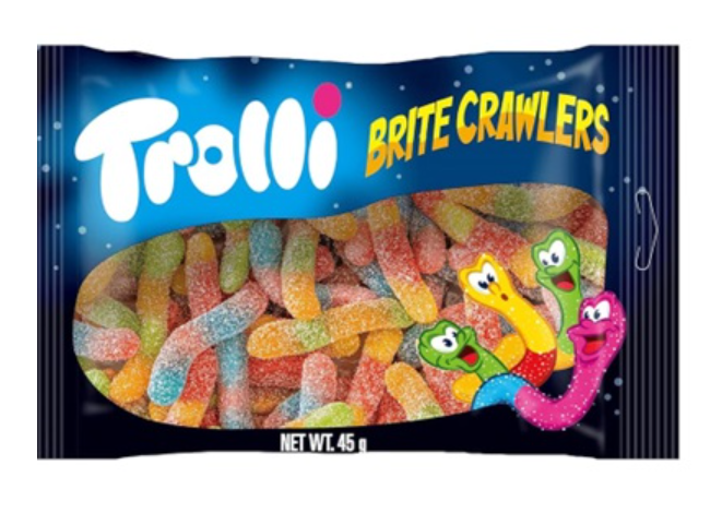 Trolli Sour Britecrawlers Packet 45g - Tom's Confectionery Warehouse