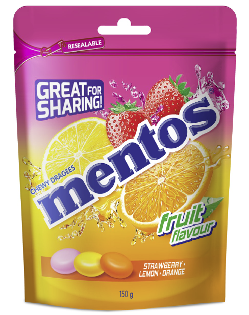 Mentos Fruit Flavour Bag 150g