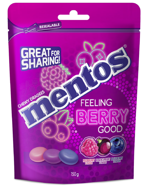 Mentos Feeling Berry Good Bag 150g – Tom's Confectionery Warehouse