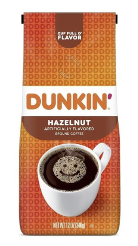 US Dunkin Hazelnut Ground Coffee Bag 340g