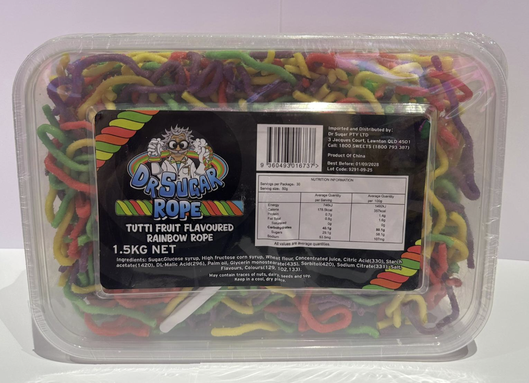 Dr Sugar Tutti Fruit Flavoured Rainbow Rope 1.5kg