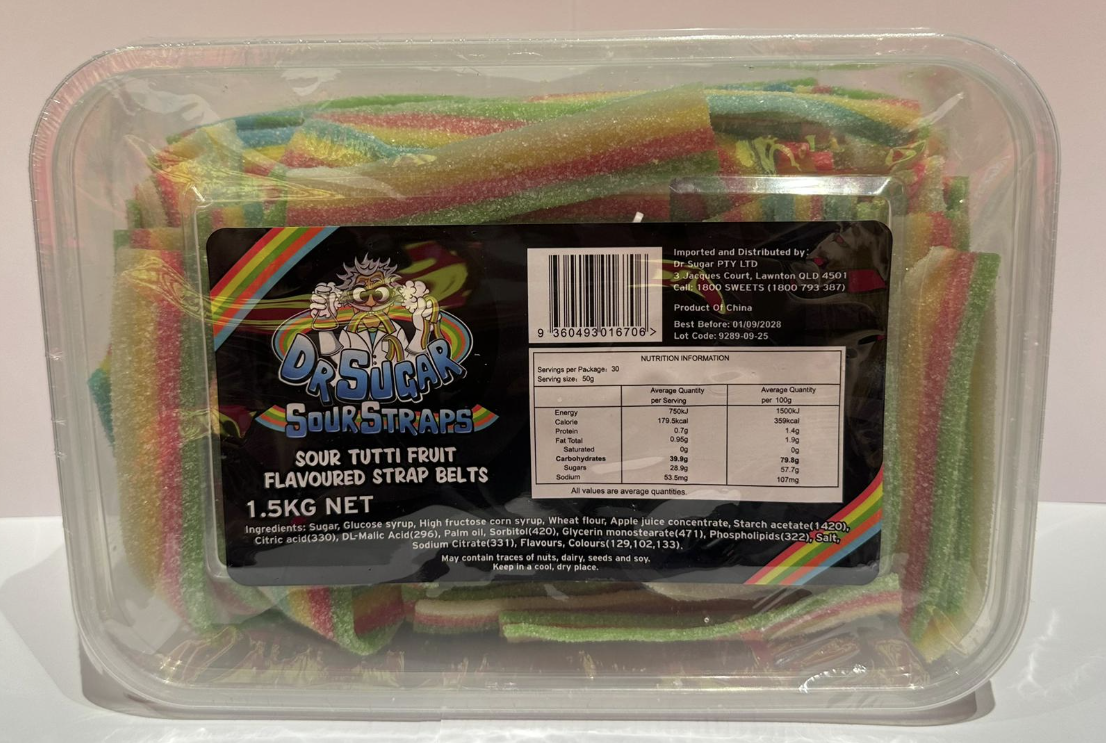 Dr Sugar Sour Tutti Fruit Flavoured Strap Belts 1.5kg