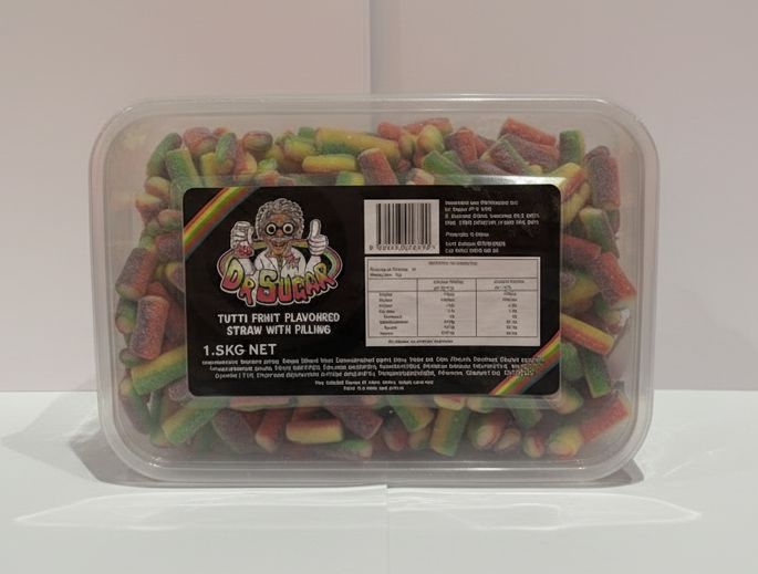 Dr Sugar Tutti Frutti Filled Straw – Rainbow 1.5kg