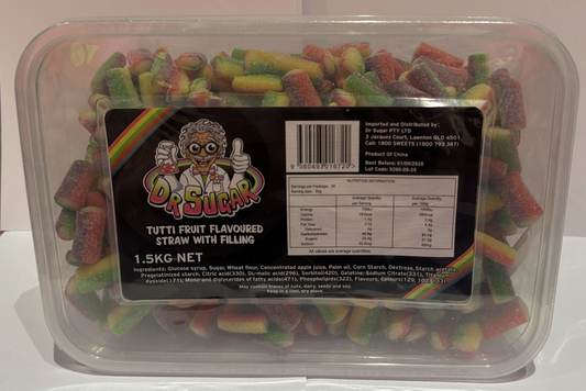 Dr Sugar Tutti Fruit Flavoured Straw With Filling 1.5kg