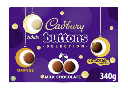 UK Cadbury Buttons Selection Box 340g - Tom's Confectionery Warehouse