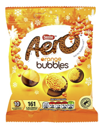 UK Nestle Aero Bubbles Orange Pouch Bag 70g