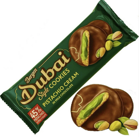 Bergen Dubai Style Cookies Pistachio Cream 96g - Tom's Confectionery Warehouse