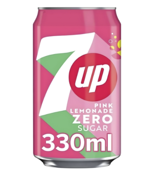 7UP Pink Lemonade Zero Sugar 330ml - Tom's Confectionery Warehouse