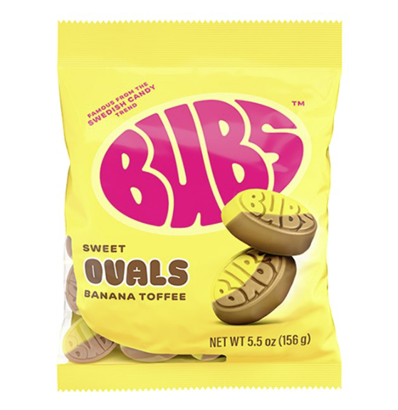 Bubs Sweet Ovals Banana Toffee 156g