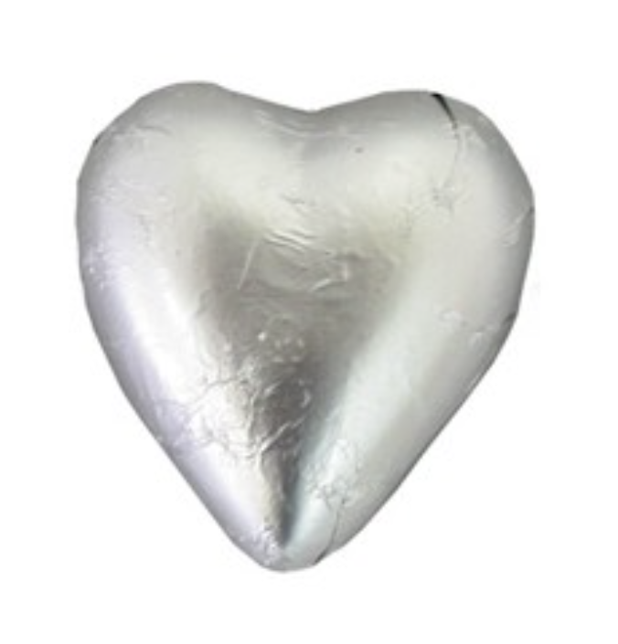Pauls Chocolates Matt Silver Milk Chocolate Hearts
