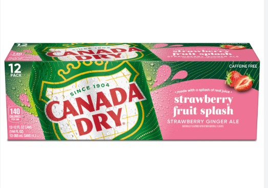 Canada Dry Fruit Splash Strawberry Ginger Ale Soda 355ml