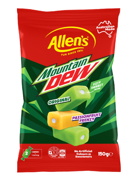 Allen's Mountain Dew Chews Bag 150g