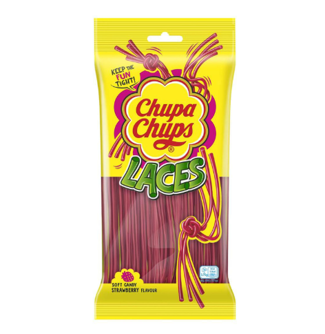 UK Chupa Chups Laces Strips Strawberry 90g