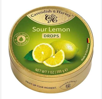 Cavendish & Harvey Sour Lemon Drops Tin 200g Tin 200g