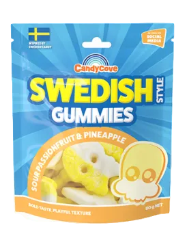 CandyCove Swedish Gummies Sour Passionfruit & Pineapple 80g