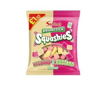 UK Swizzels Squashies Bag Rhubarb & Custard Flavour 120g
